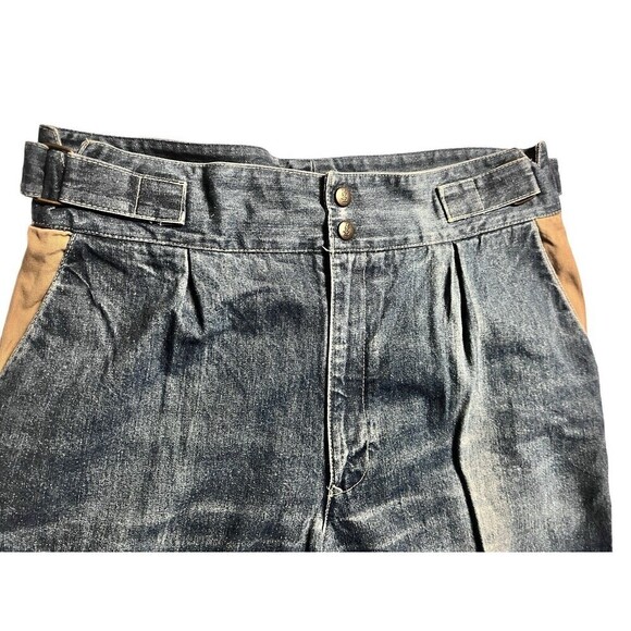 Vintage Rare Saint Laurent Sport 100% Cotton Wide Leg Jeans Size 33 Button Logos - Picture 6 of 16